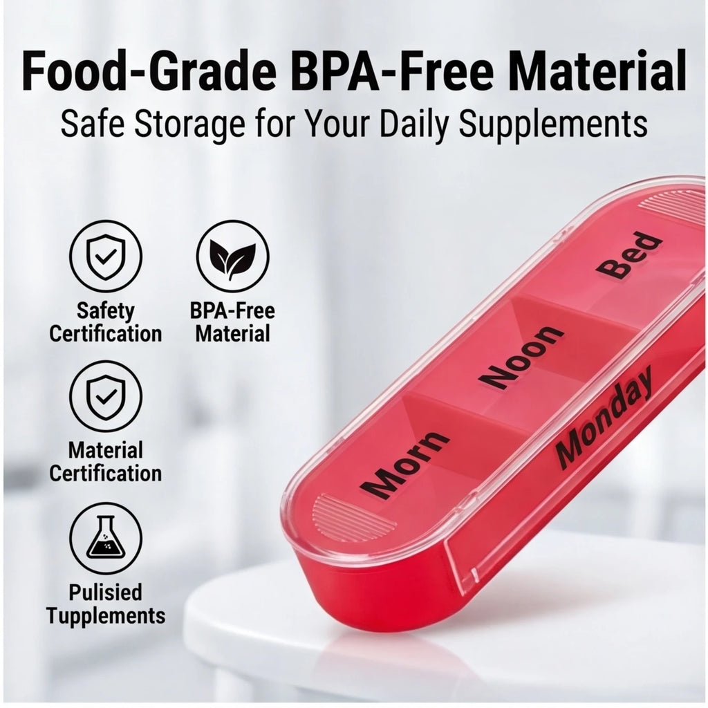 Portable 7 Days Pill Box – Colorful Stackable Design, 4 Times a Day Medicine Organizer, Plastic Storage Dispenser