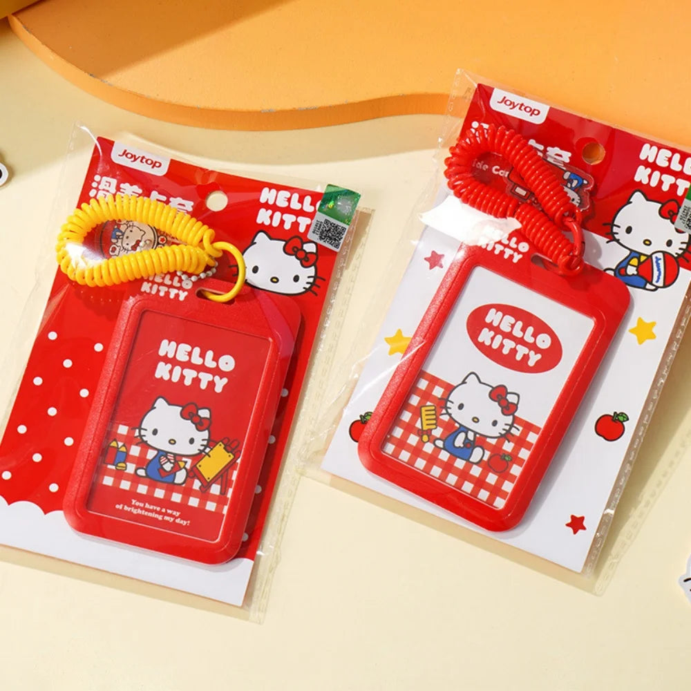 Genuine Sanrio Hello Kitty Slide ID Tag Name Identity Badge Holder Reel Working Permit Case Staff Employee Pass Work Card Gifts
