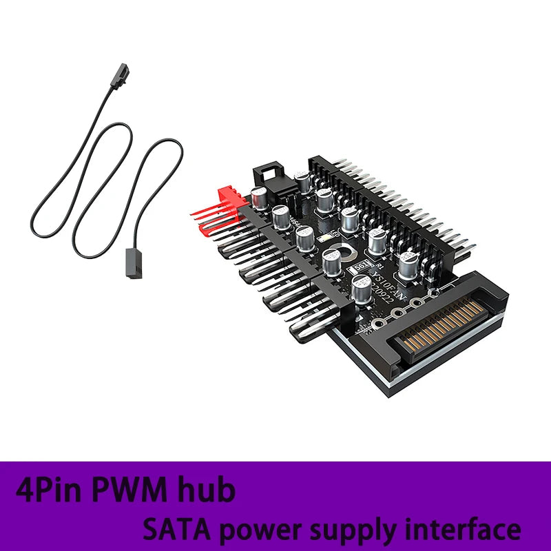 Motherboard 1 to 10pin fan 4 Pin PWM Cooler Fan HUB Splitter Extension 12V Power Supply Socket PC Speed Controller Adapter