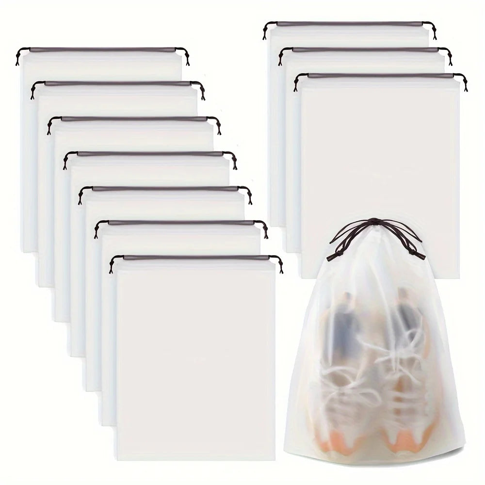 5/10/20PCS Portable Shoe Drawstring Eco Storage Bag for Sundries Travel Makeup Bag Waterproof Transparent Plastic Storage Bag
