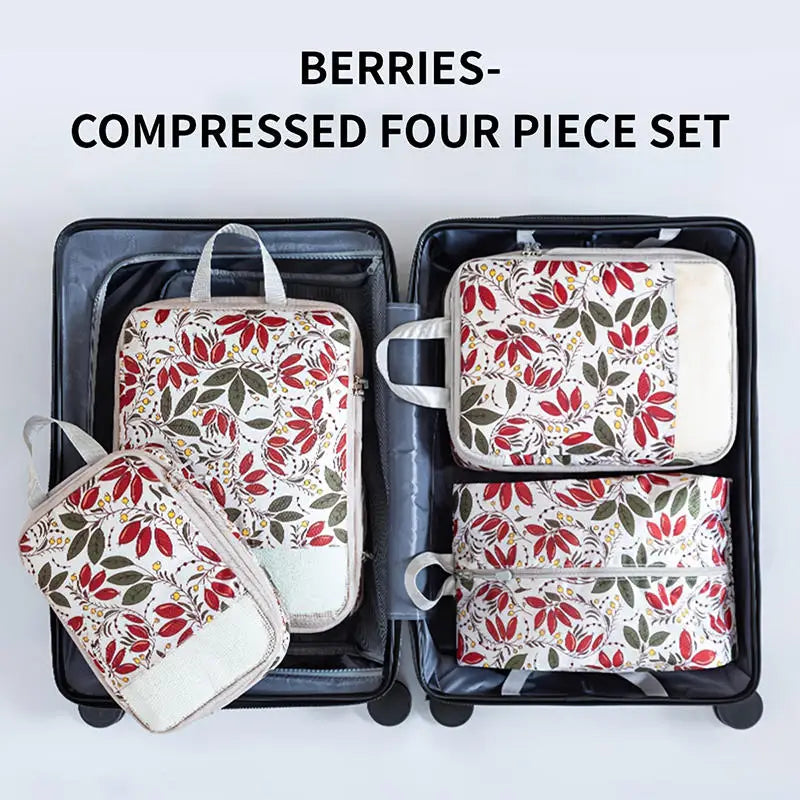 Foldable Compressible Packing Cubes, Waterproof Travel Storage Bag,Polyester Suitcase, Portable With Handbag, Luggage Organizer