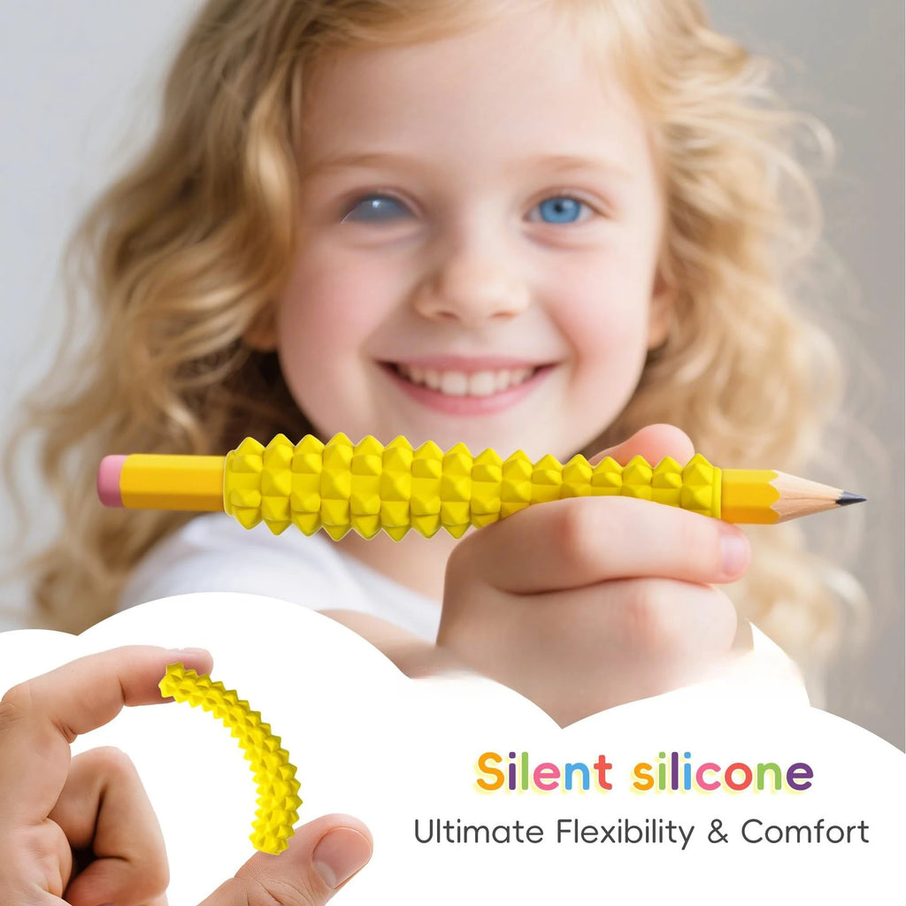 Fashion Creative Hot-selling Fashion 4-piece Textured Silicone Pencil Holder Tactile ADHD and Autism Anxiety Relief