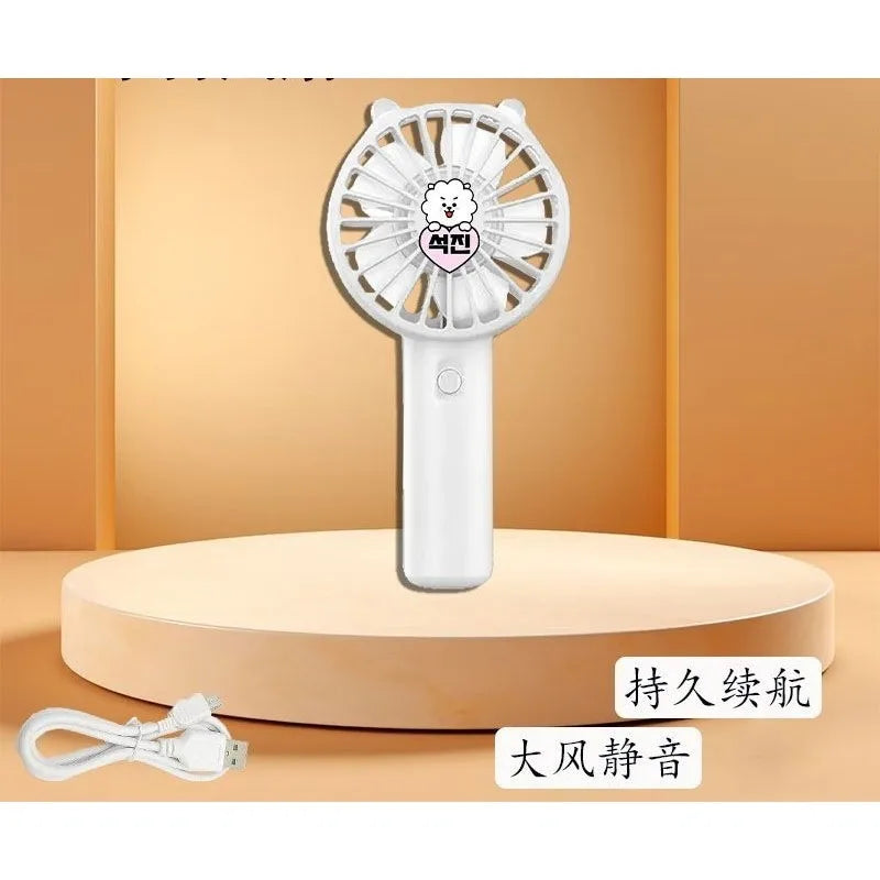 BT21 TATA peripheral cartoon cute handheld small fan, creative new rechargeable mini fan for students and office workers, gift