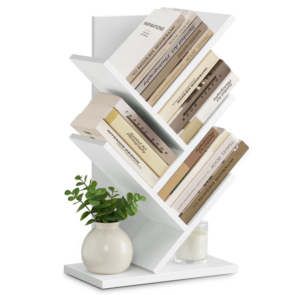 VASAGLE Tree Bookshelf, 5-Tier Floor Standing Bookcase, Space-Saving Corner Shelf, with Wooden Shelves for Bedroom, Living Room