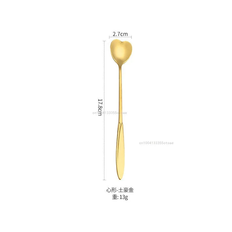 1pcs Stainless Steel Cherry Rose Flower Gold Scoop Coffee Spoon Gifts Kitchen Dessert Tea Accessories Tableware Decoration