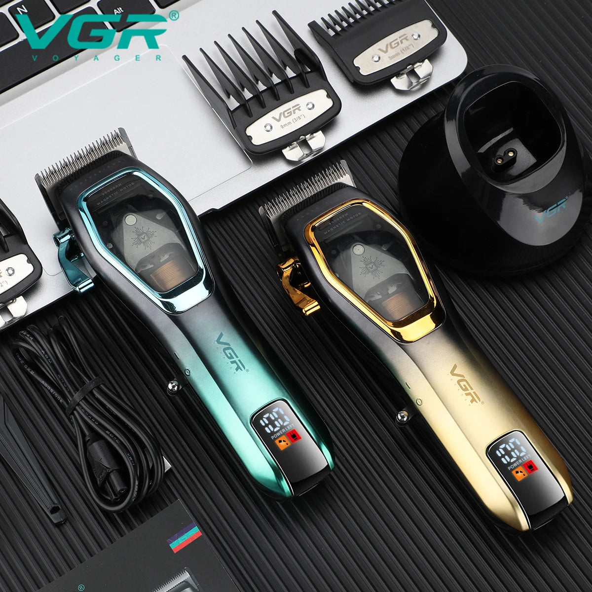 VGR Hair Clipper Professional Hair Trimmer 9000 RPM Hair Cutting Machine Adjustable Barber Haircut LED Trimmer for Men V-674