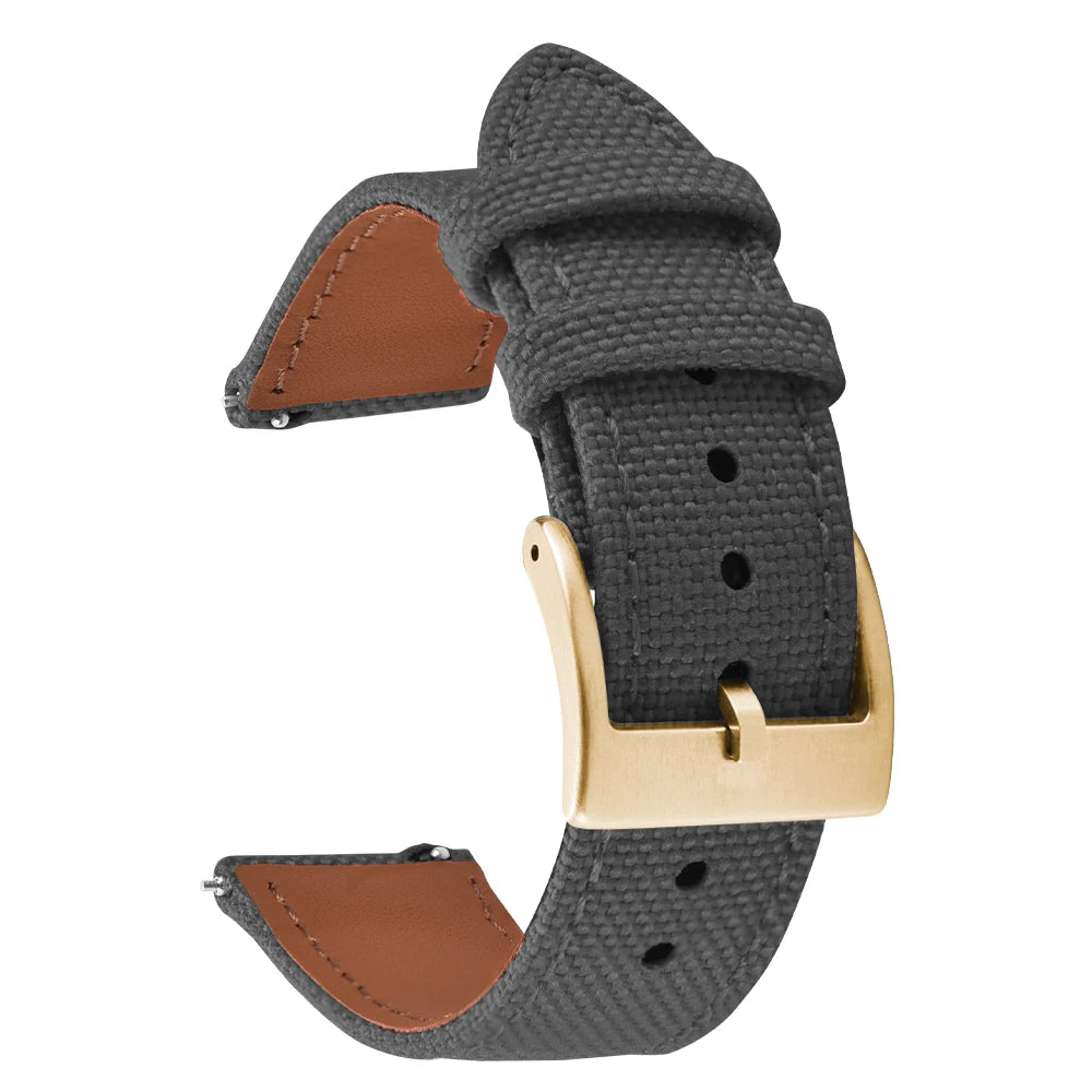 18mm 20mm 22mm Nylon Watch Strap Two-Sided Leather and Sailcloth Watch bands Quick Release Wristbands Sport Belt for Men Women