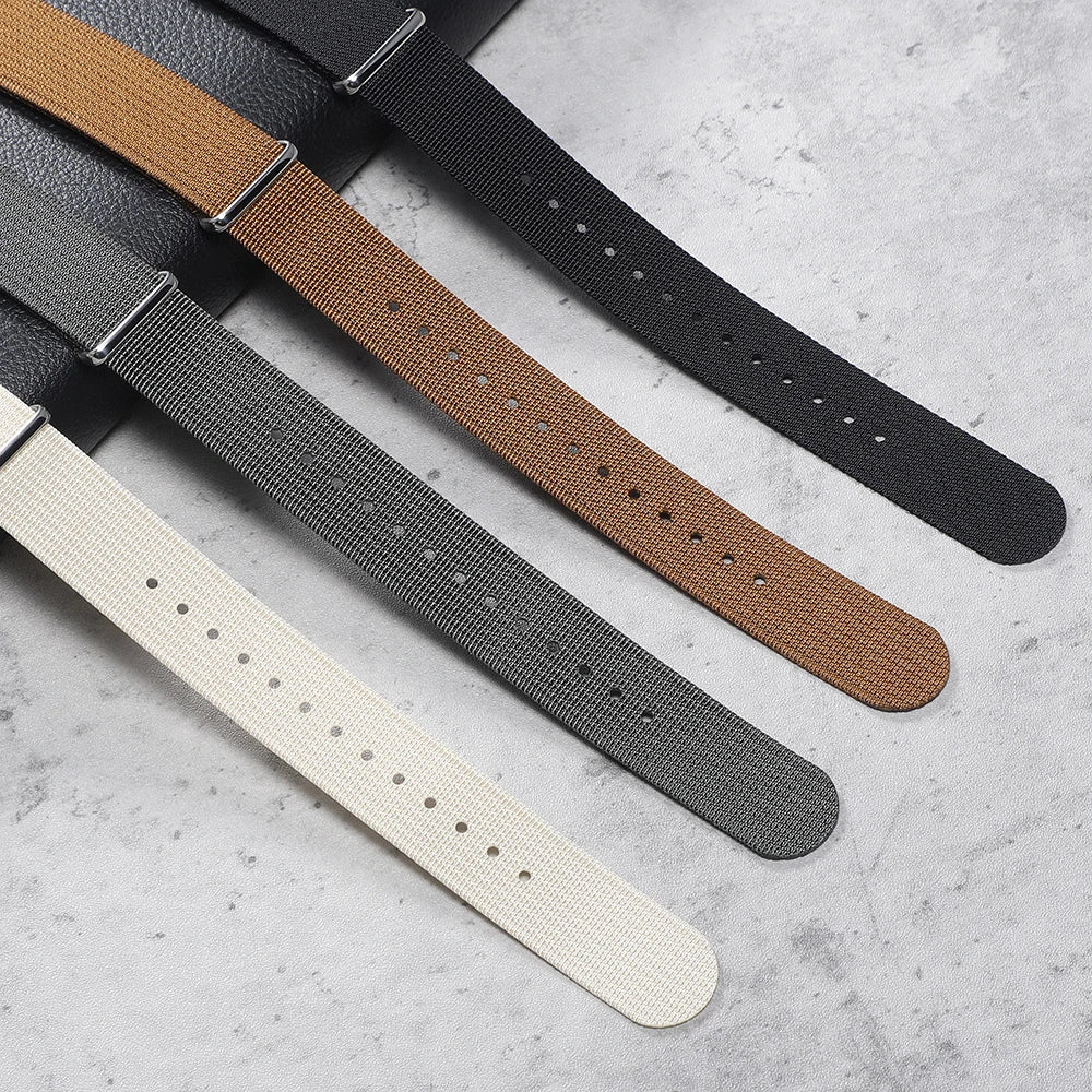16mm 18mm 19mm 20mm 22mm 24mm Durable Nylon Ribbed Watch Strap Stripped Sport Watch Band Replacement Wristband Belt Accessories