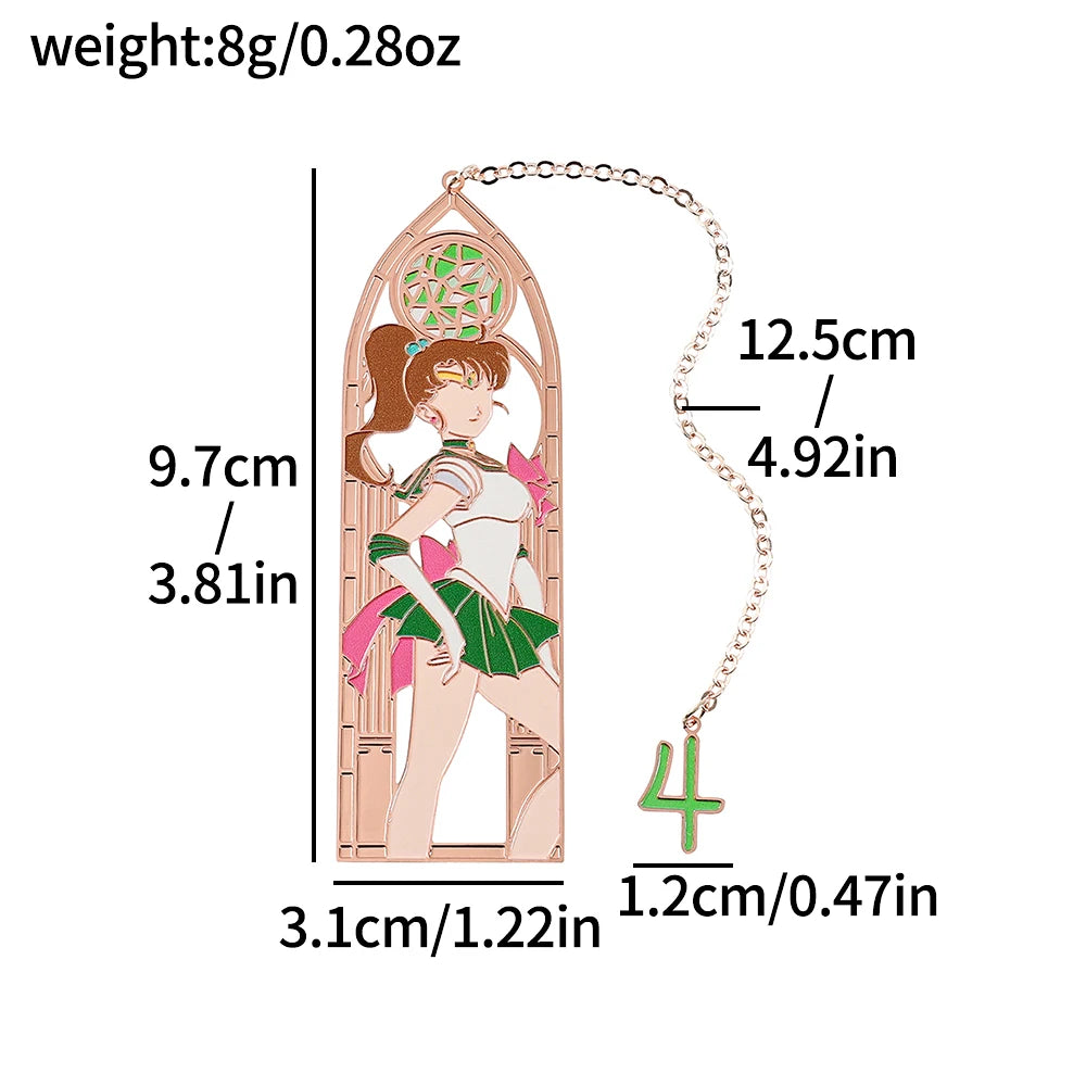 5 Style Beautiful Girl Soldier Book Mark Anime Girl Fan Collection Metal Bookmarks Gift for Book Lovers Women Reading Marker