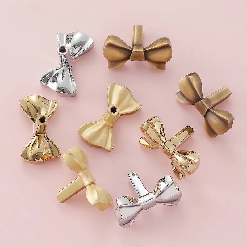 Pure Copper Furniture Handle Drawer Knob Solid Bow Shape Cabinet Door Cupboard Wardrobe Handles Door Pulls Hardware Diy