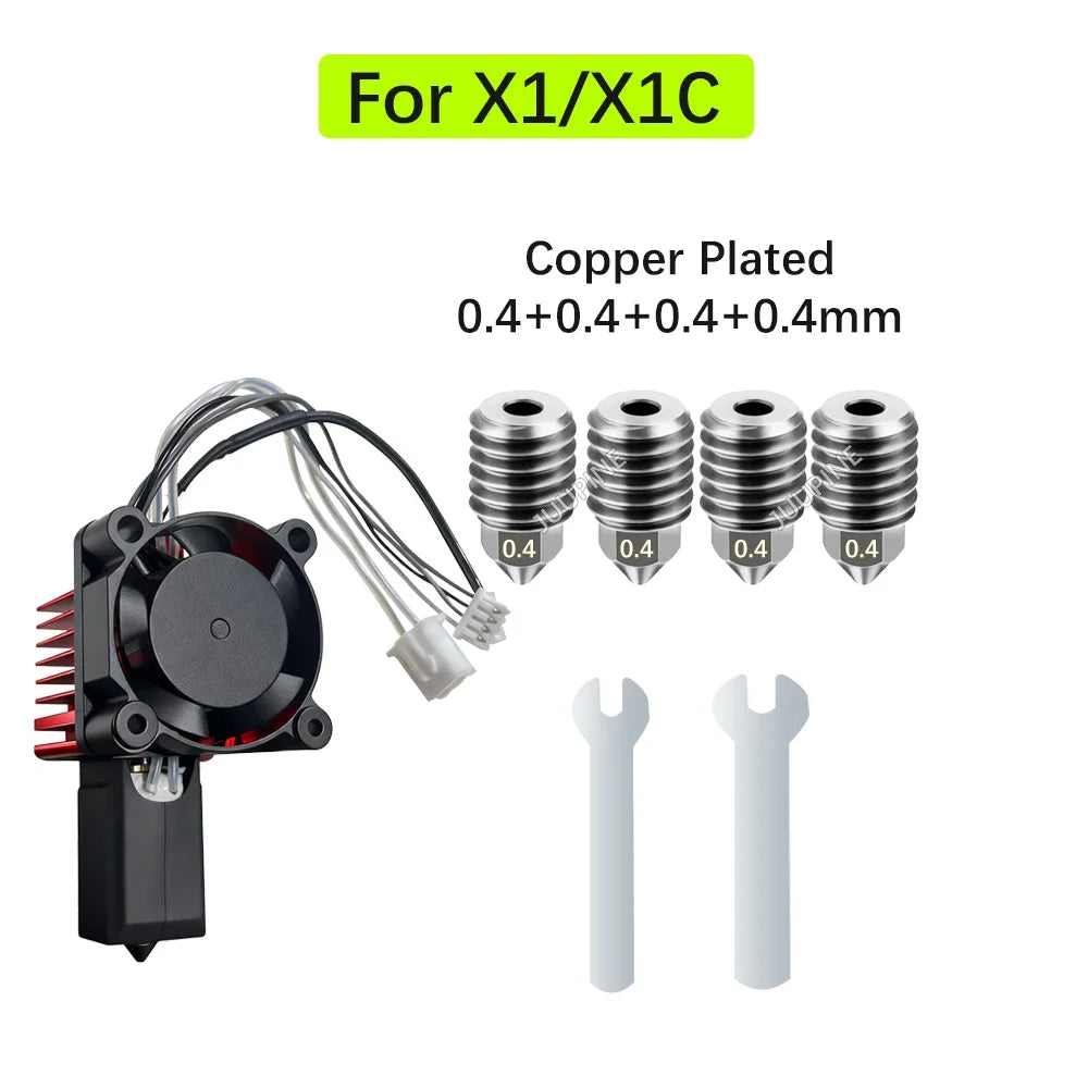 For Bambu Lab P1S Hotend Complete Assembly Upgrade Hardened Steel Extruder Kit For X1 X1C P1P P1S Fan Nozzle X1 Carbon Hot End