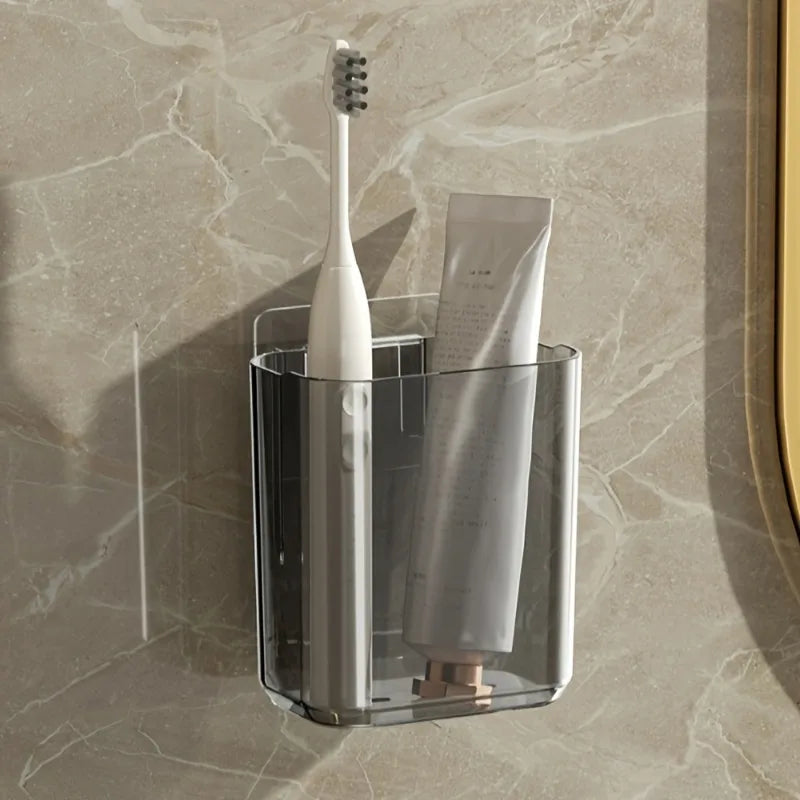 Wall-Mounted Toothbrush Holder, Adhesive Bathroom Storage Organizer Without Drilling, Kitchen Bathroom Organizer and Storage