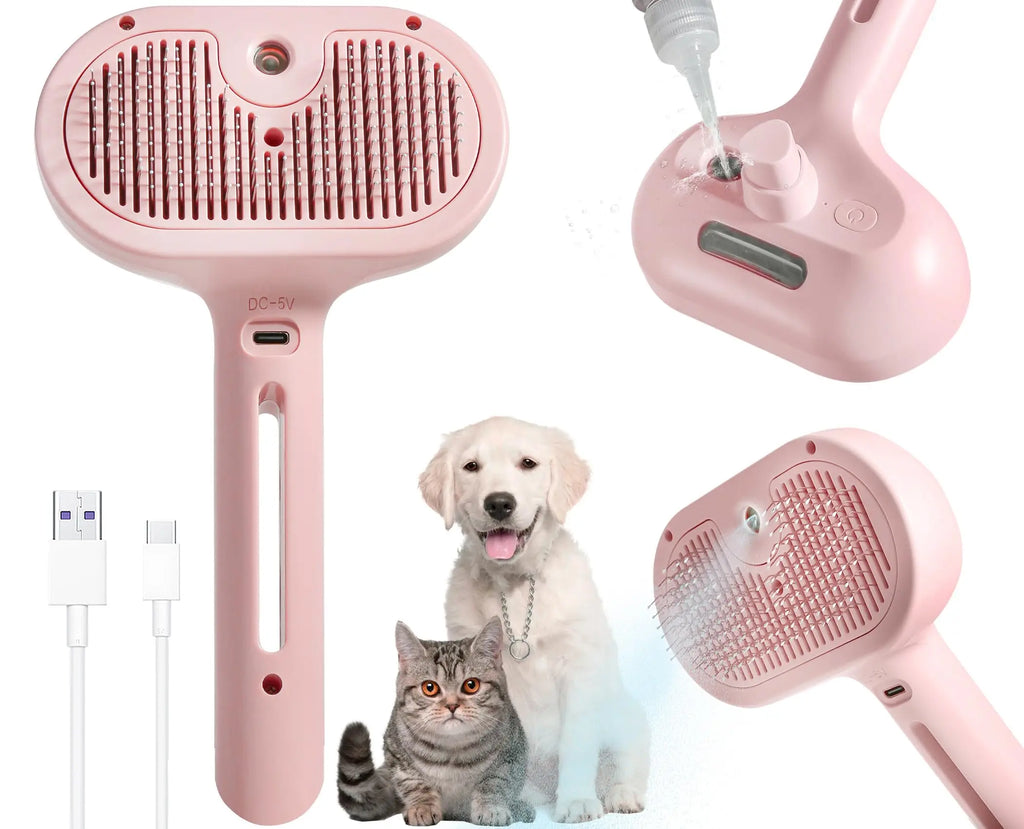 Pet Spray Hair Comb Professional Electric Hair Straightener Comb Brush For Cat Pet Massage Comb Steam Brush For Hair Care