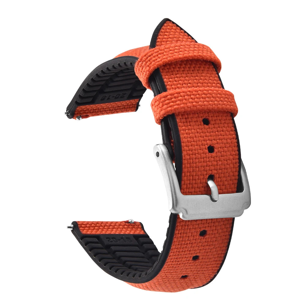 18/19/20/21/22mm For Cordura Sailcloth Nylon Strap Silicone Rubber Quick Release Band for Seiko Omega Cartier Smartwatch Belt