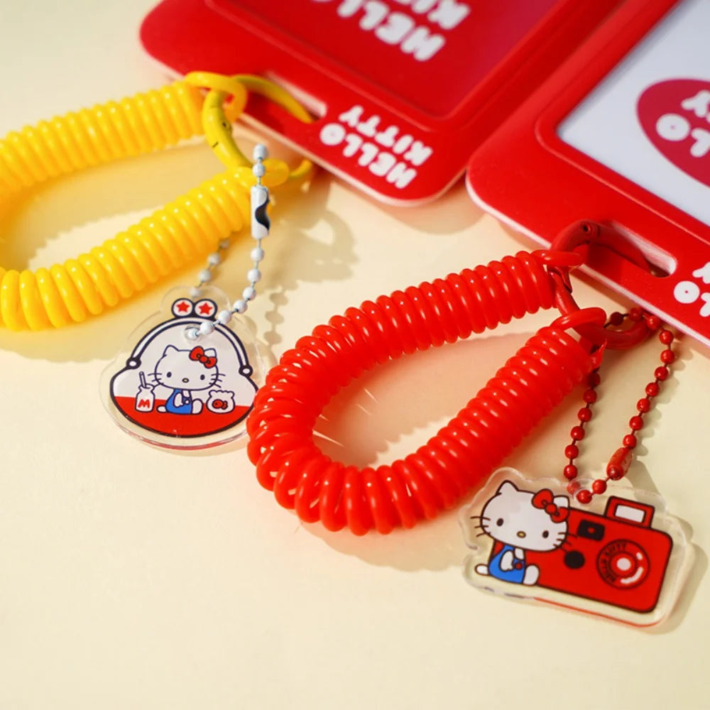Genuine Sanrio Hello Kitty Slide ID Tag Name Identity Badge Holder Reel Working Permit Case Staff Employee Pass Work Card Gifts