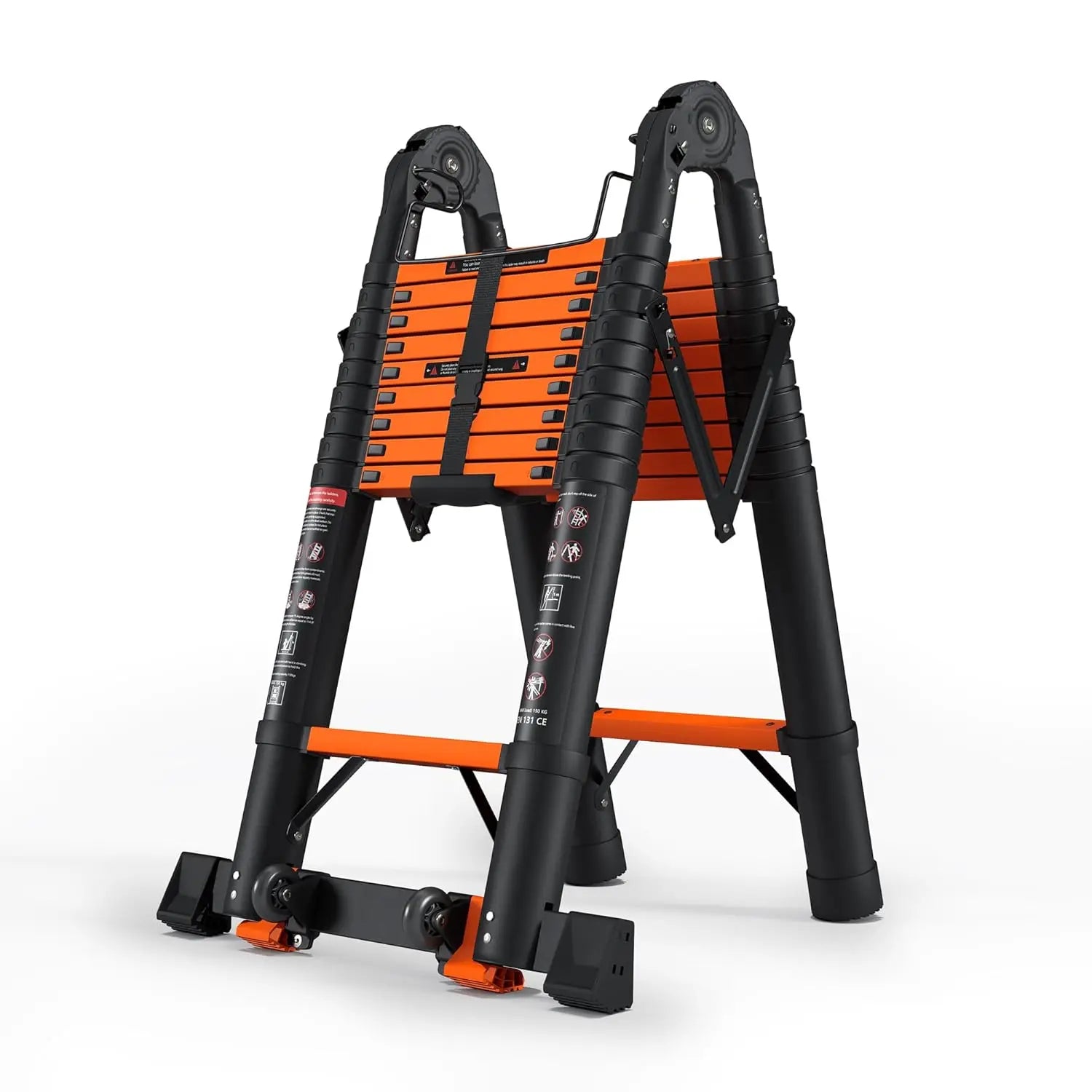 20.3 FT Telescoping A Frame Ladder, 10 Step, ANSI Certified, Type I Heavy Duty, 330lbs Max Capacity, Aluminum, Customized