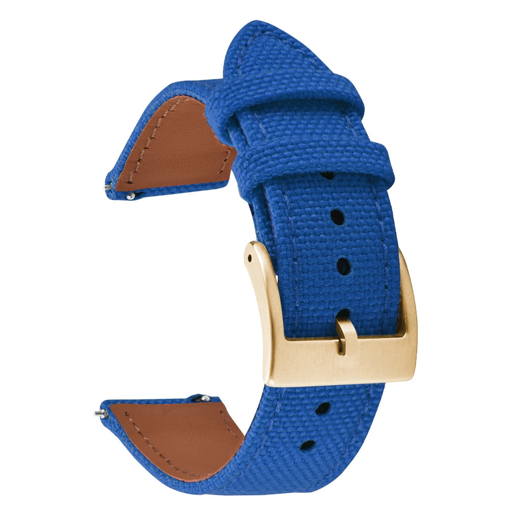 18mm 20mm 22mm Nylon Watch Strap Two-Sided Leather and Sailcloth Watch bands Quick Release Wristbands Sport Belt for Men Women