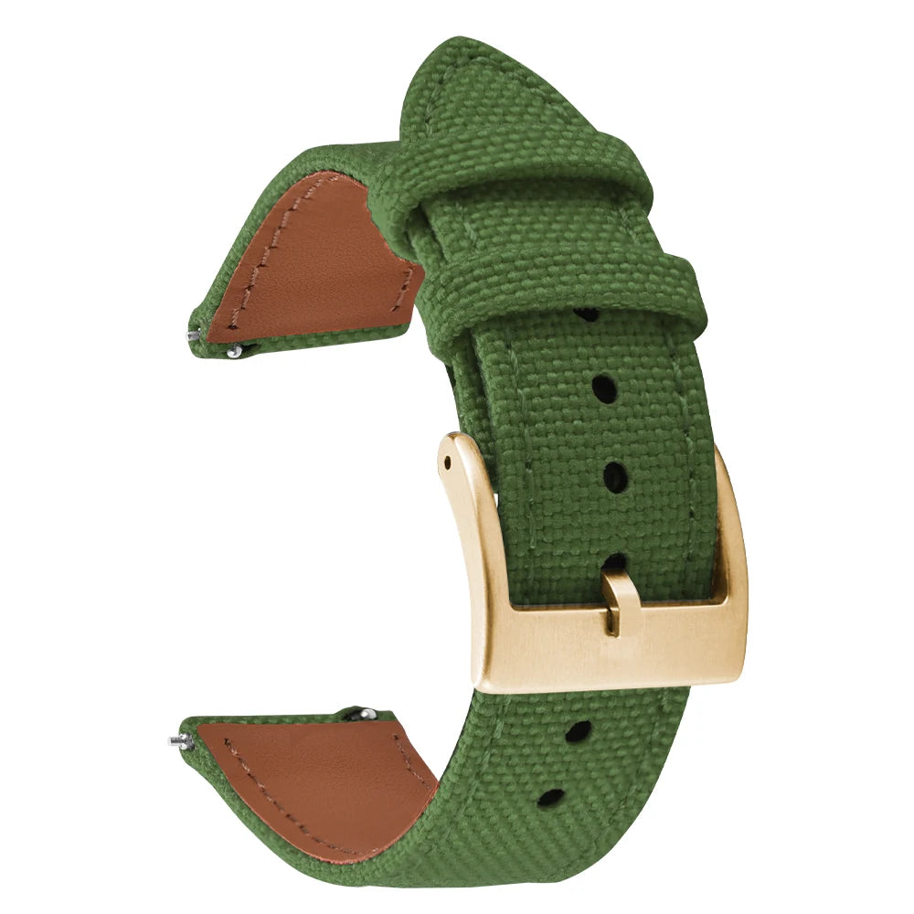 18mm 20mm 22mm Nylon Watch Strap Two-Sided Leather and Sailcloth Watch bands Quick Release Wristbands Sport Belt for Men Women