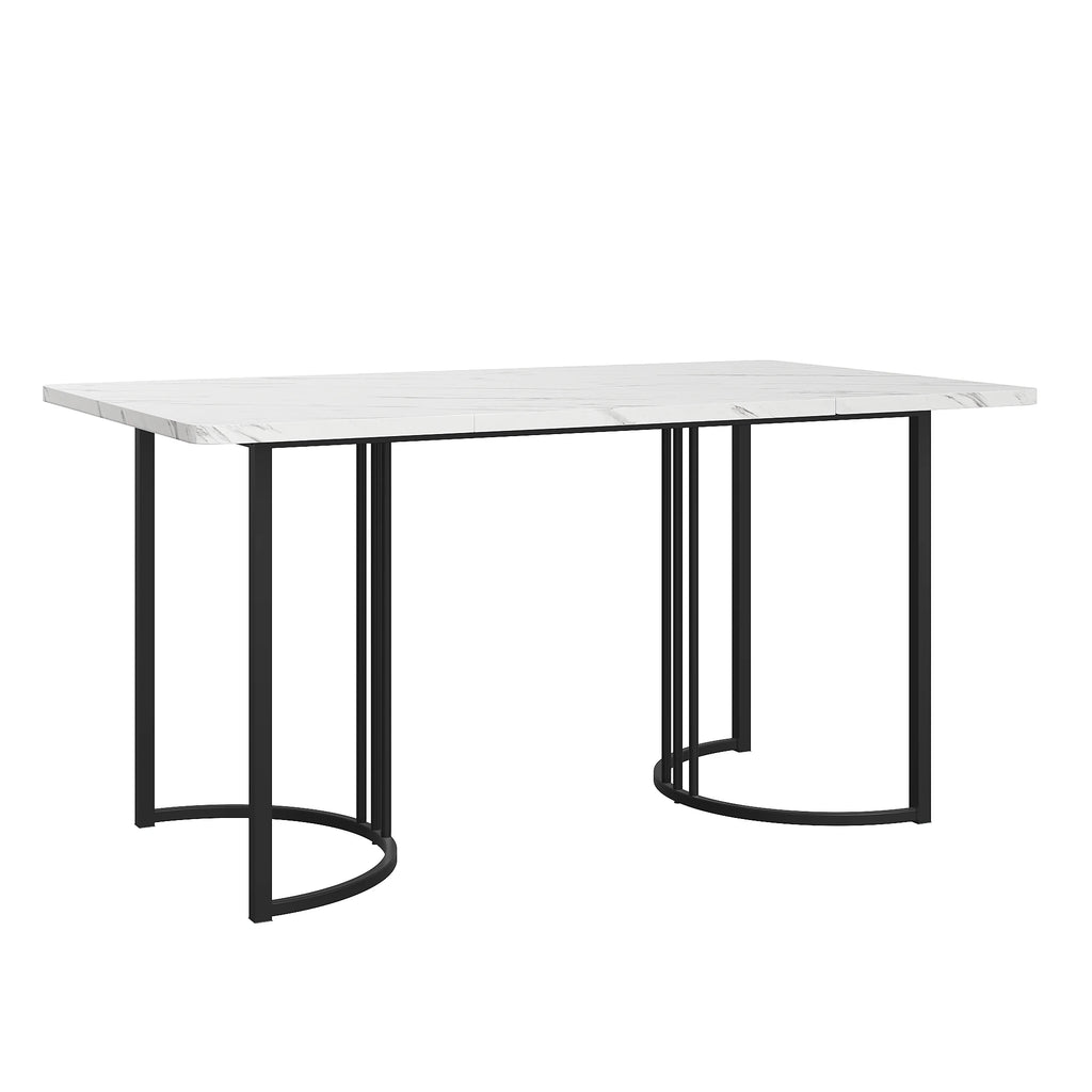 Anajqaqia 140×80×75 cm Dining Table, Modern Kitchen Dining Table, Metal Frame, Rectangular Dining Table with Adjustable Feet