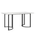 Anajqaqia 140×80×75 cm Dining Table, Modern Kitchen Dining Table, Metal Frame, Rectangular Dining Table with Adjustable Feet
