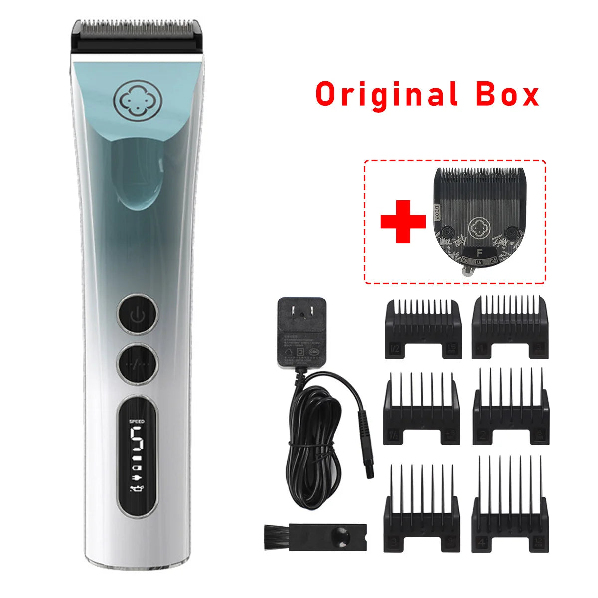 Madeshow 982F 986F Men Hair Clipper LED Display Low Noise Cordless Ceramic Blade Professional Hair Cutting Machine Hair Trimmer