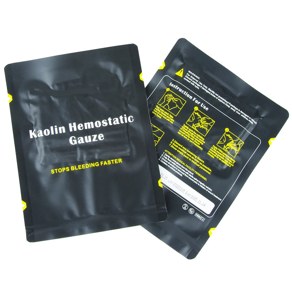 1.5/3.75M Hemostatic Kaolin Gauze Combat Emergency Trauma Z-Fold Soluble For Ifak Tactical  First Aid Kit Medical Wound Dressing
