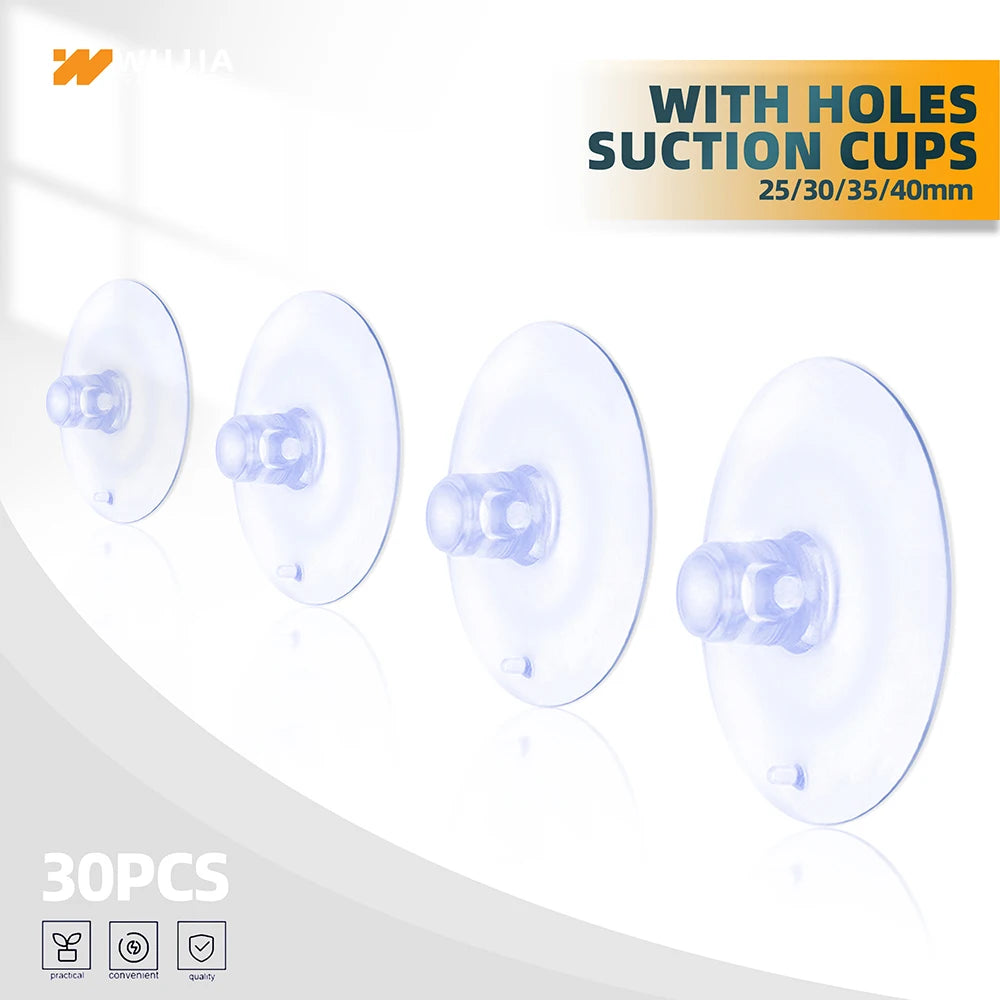 30pcs Plastic Clear Sucker with Holes Strong Suction Cups for Glass Window Wall Hook Hanger Home Decor Kitchen Bathroom 25-40mm