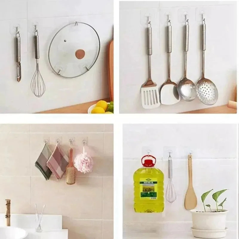5/10/20/40pcs Transparent Seamless Hook, Strong Adhesive Hook, Bathroom Living Room Wall Hanging Door, Self-Adhesive Hook