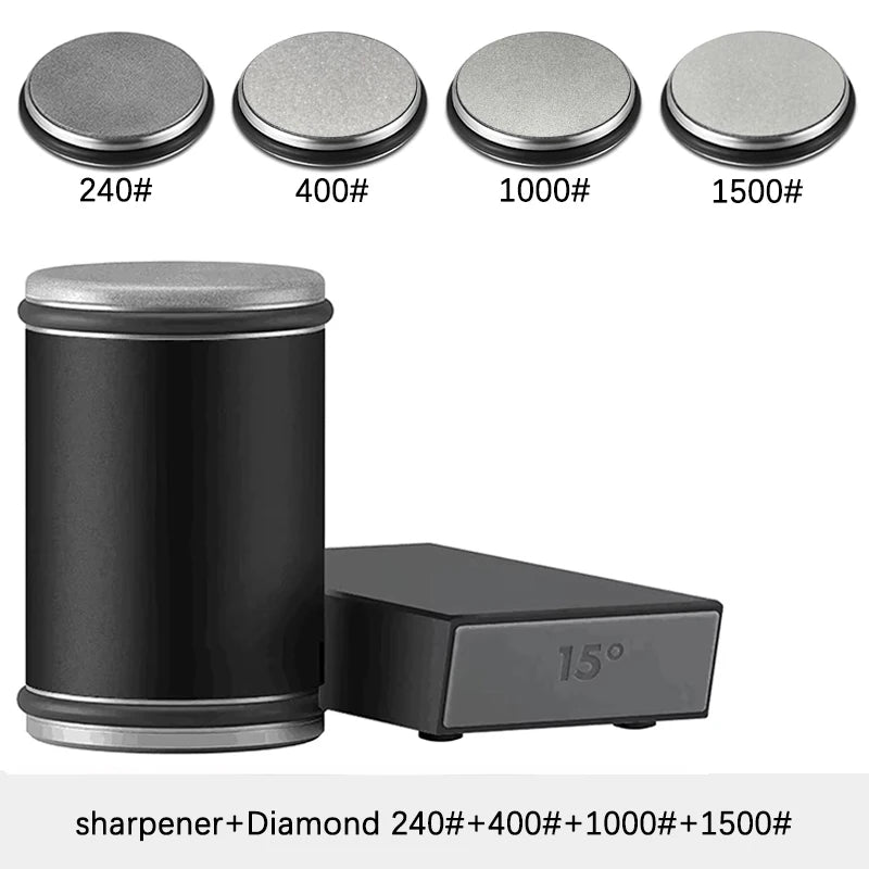 Rolling Knife Sharpener Magnetic Knife Holder Diamond Sharpening Stone Kit with 15 and 20 Degrees Angle Roller Kitchen Accessory