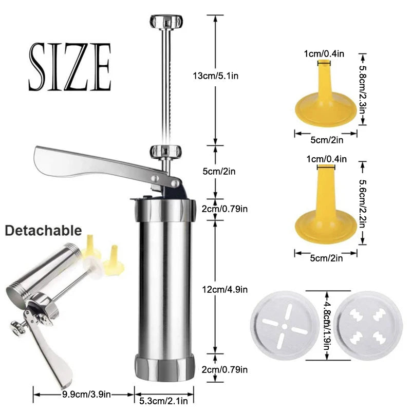 Stainless Steel Cake Cream Decorating Gun Sets Cookie Making Machine Nozzles Mold Pastry Syringe Extruder Outdoor Tableware