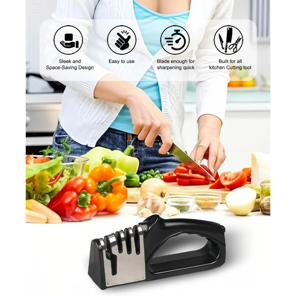 4 in 1 Kitchen Knife Sharpener, Portable Non slip Base Multi function Knife Sharpening Set, Kitchen Gadget Accessories
