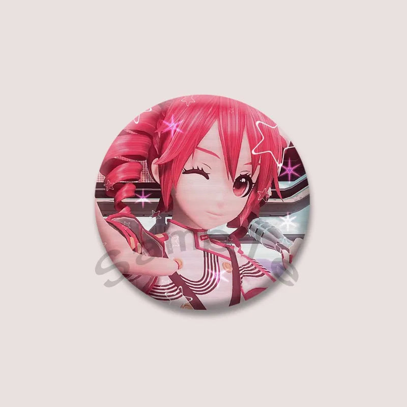 Kasane Teto Badge, Cute UTAU Anime Round Button Pin, Vocaloid Cosplay Brooch for Backpack Clothes, Collectible Gift for Fans