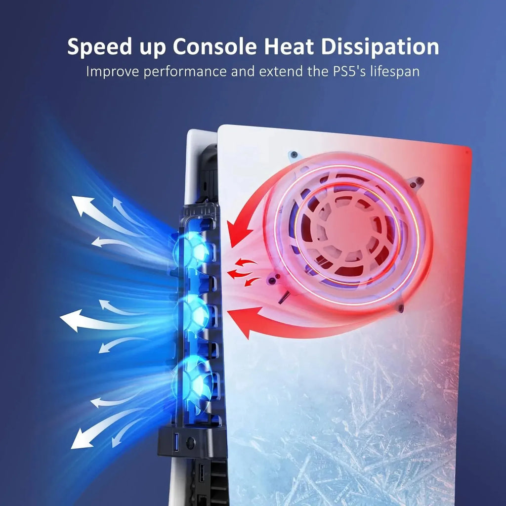For PS5 Both Disc/Digital Editions Cooling Fan with LED Light for PS5 Both Disc/ Digital Editions Gaming Accessorie Cooling Syst
