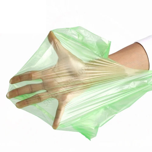 100Pcs Green Plastic Bag Disposable Vest Bag with Handle Kitchen Living Room Clean Food Packaging Supermarket Shopping Bag