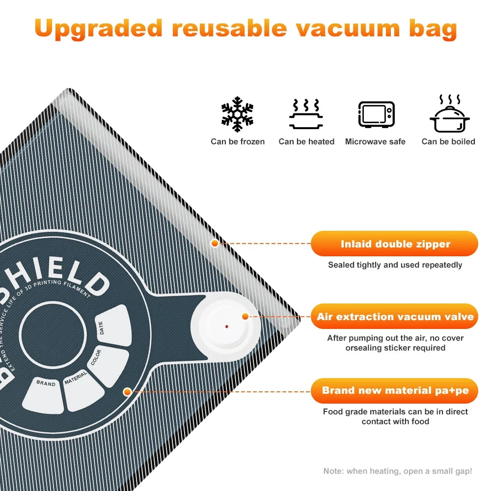 2.0 Upgraded Filament Storage Bag PLA ABS PETG Vacuum Bag Dryer Filament Safekeep Humidity Resistant Strong seal 3D Printer Part