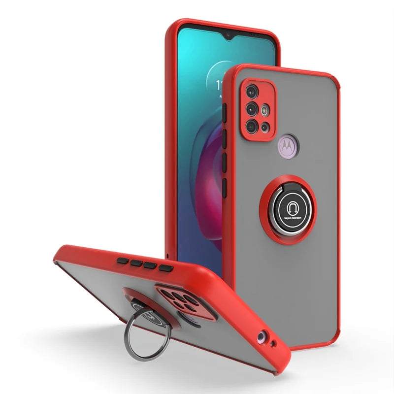 Funda For Motorola G10 G20 G30 Case Shockproof Armor Magnetic Holder Ring Case For Moto G31 G41 G51 G71 Hard PC Matte Back Cover
