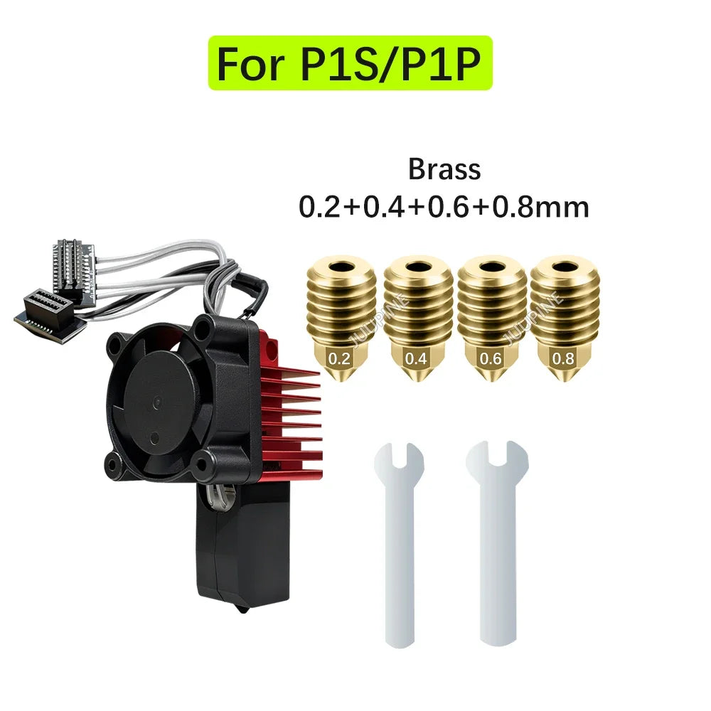 For Bambu Lab P1S Hotend Complete Assembly Upgrade Hardened Steel Extruder Kit For X1 X1C P1P P1S Fan Nozzle X1 Carbon Hot End