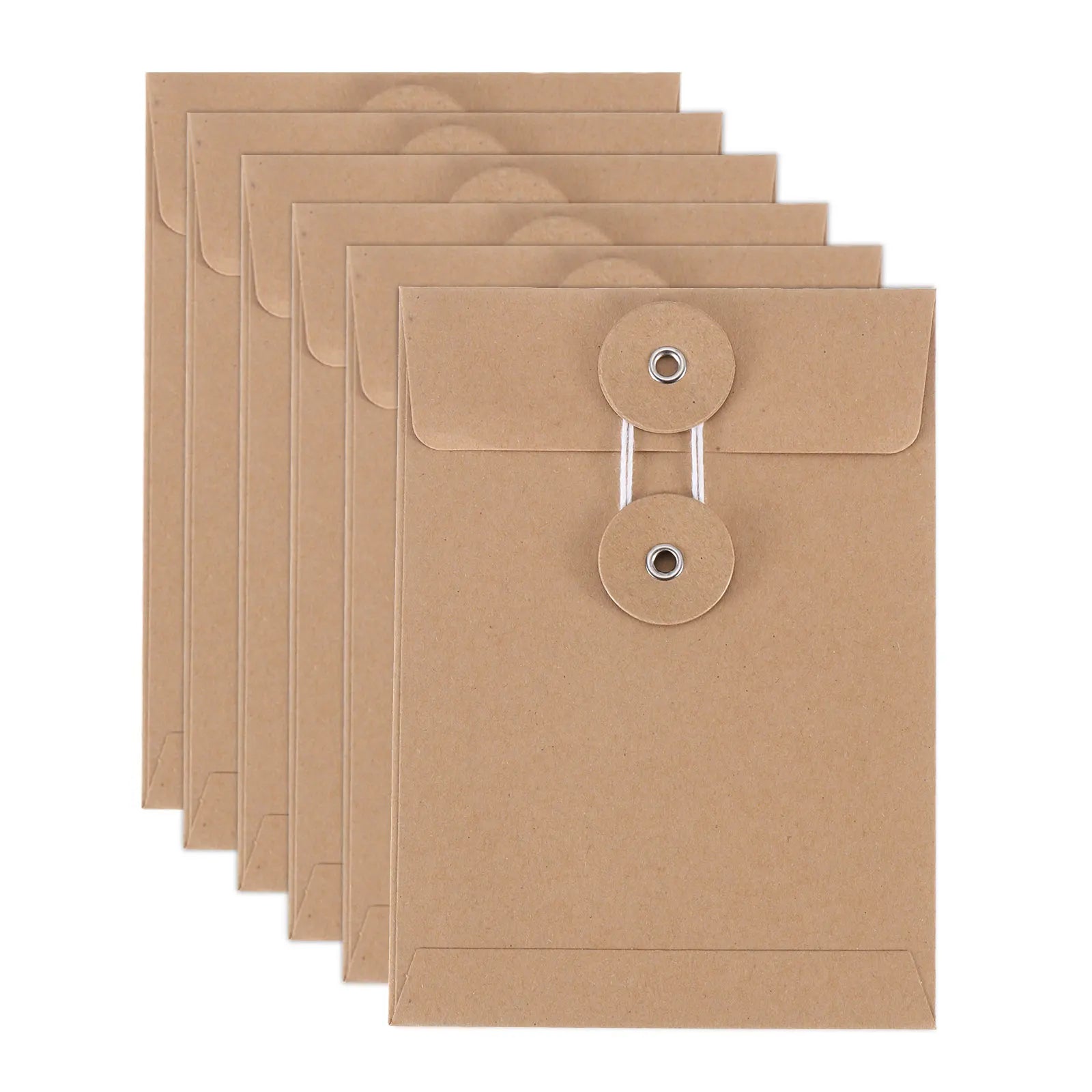 6/12Pcs Kraft Paper Envelope with String Tie Closure Vintage Envelopes File Folder Bag for Office Card Storage Document Organize