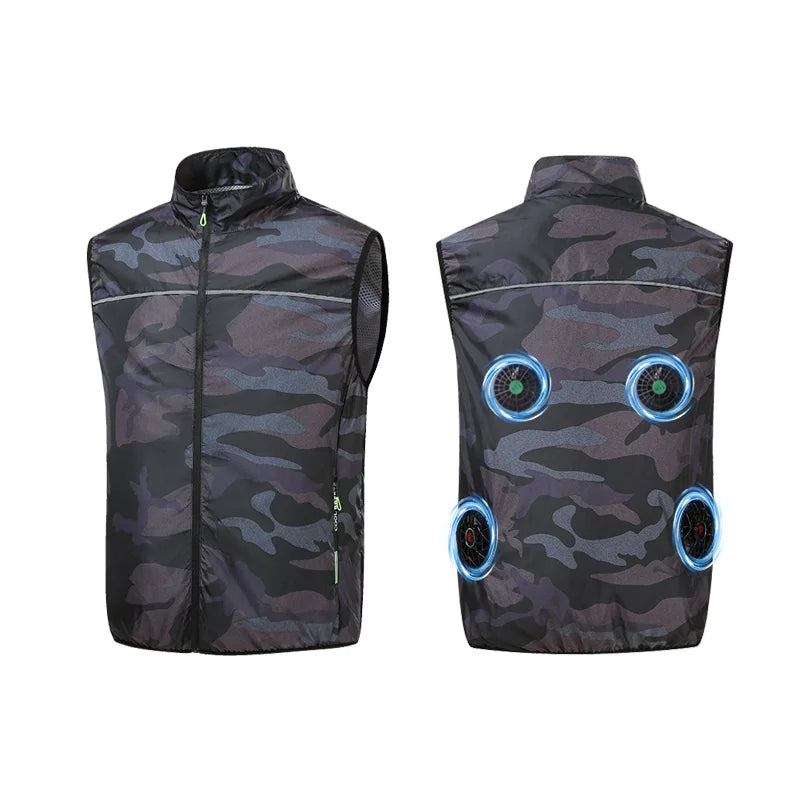 Summer Air-Conditioning Workwear with Fan Cooling, Outdoor Temperature-Reducing Breathable Vest with 4 Fans and Super Large Airf