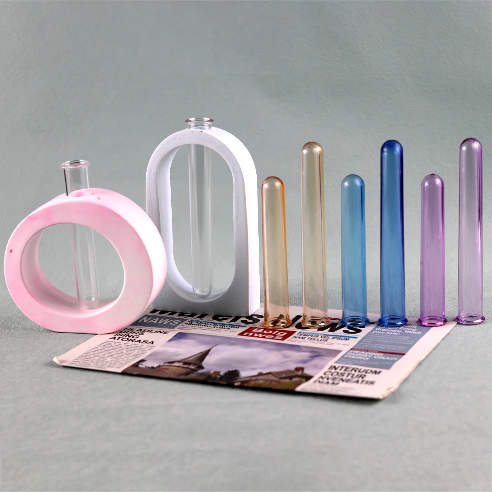 5pcs Flowers Test Tube Vase Acrylic Glass DIY Home Decor Plaster Resin Clear Display Stand Plant Incubator For Hydroponic Making