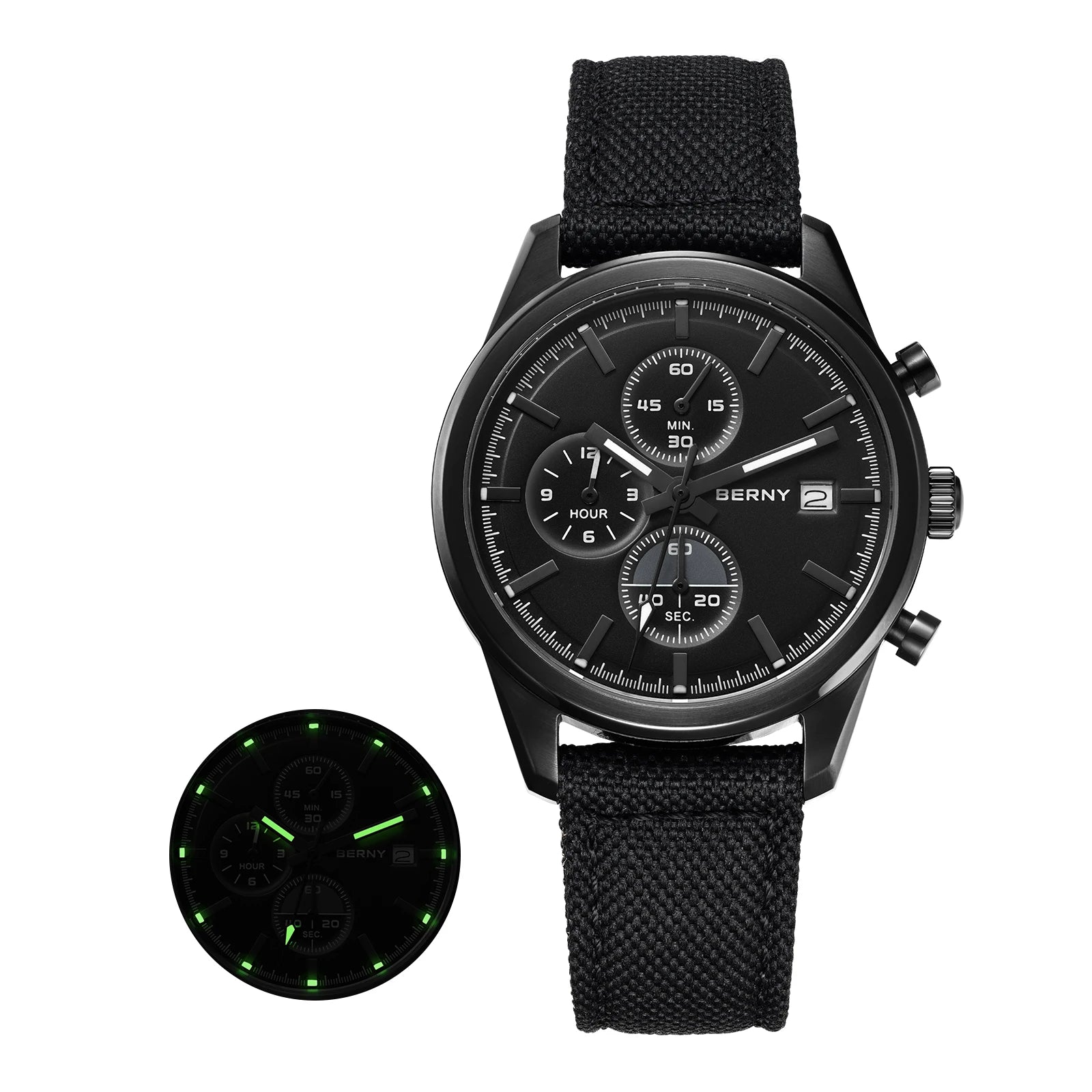 BERNY Chronograph Watch for Women/Men Sports Leisure Miyota OS10 AR Coated Sapphire Waterproof Top Fashion Sport Couple Watches