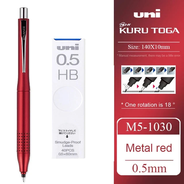 UNI ADVANCE Mechanical Pencil M5-1030 Metal Rod Low Center Gravity Kuru Toga Automatic Rotating Drawing Pencil 0.5mm Stationery