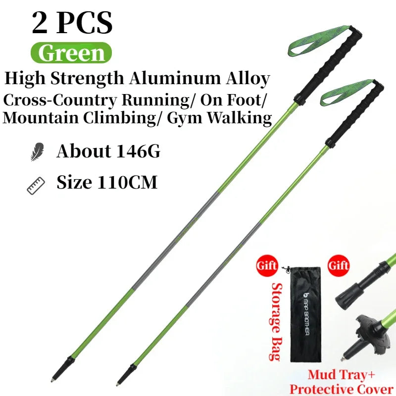 MAP BROTHER M3031 N-Pole Folding Quick Lock Trekking Poles Hiking Pole Race Running Outdoor Walking Stick 7075 Aluminum Alloy