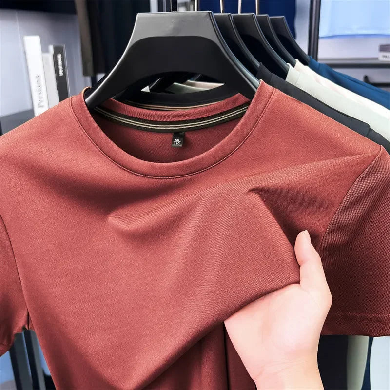2025 New Men's Korean Casual Short Sleeved Round Neck T-shirt Summer Fashionable and Comfortable Versatile Top