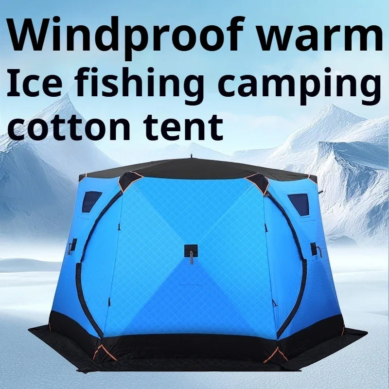 Thickened Winter Fishing Tents Oxford Cloth Windproof Warm Chimney Opening Tents Multifunctional Outdoor Camping Supplies