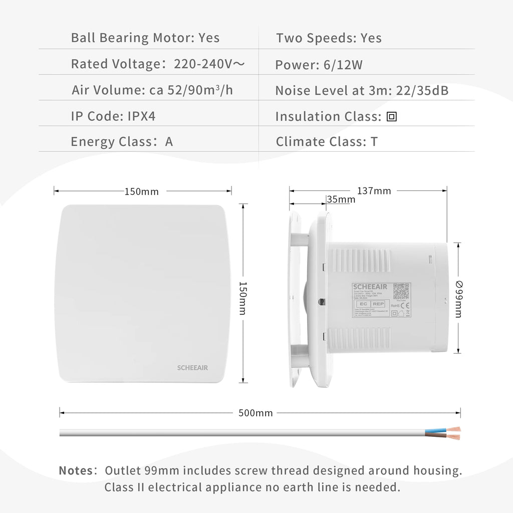 SCHEEAIR 100mm Smart Life  WIFI  Bathroom  Fan Nova100 with Humidity Sensor Motion Sensor Timer