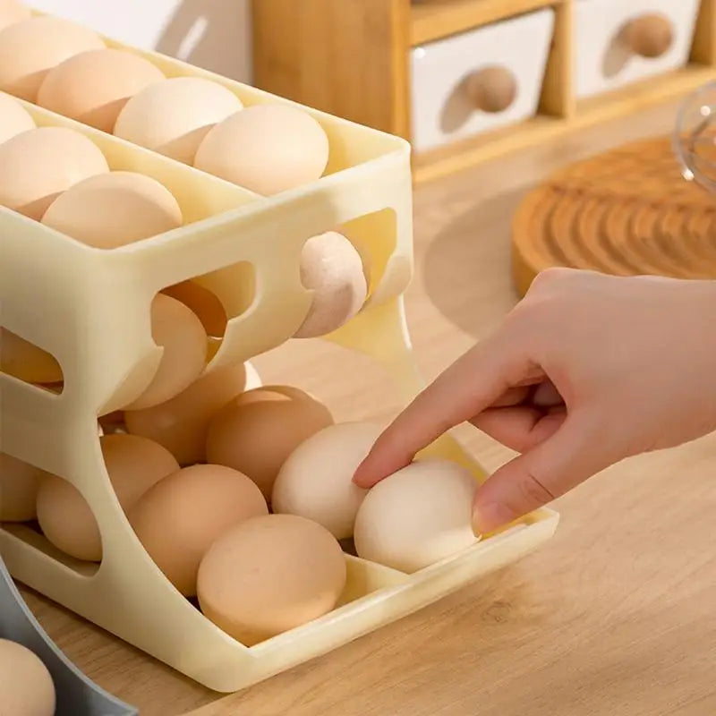 Automatic Rolling Egg Dispenser 3 Tiers Double-row Egg Dispenser Organizer Auto Rolling Fridge Egg Cartons For Kitchen accessory