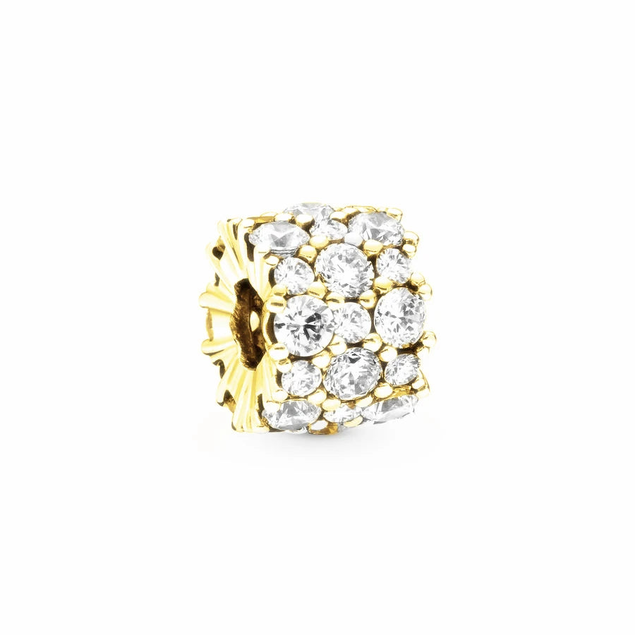 Gold Plated CZ Charms Fit Original Bracelet 925 Sterling Silver Core Heart Star Flower Dangle Beads Luxury DIY Jewelry Gift