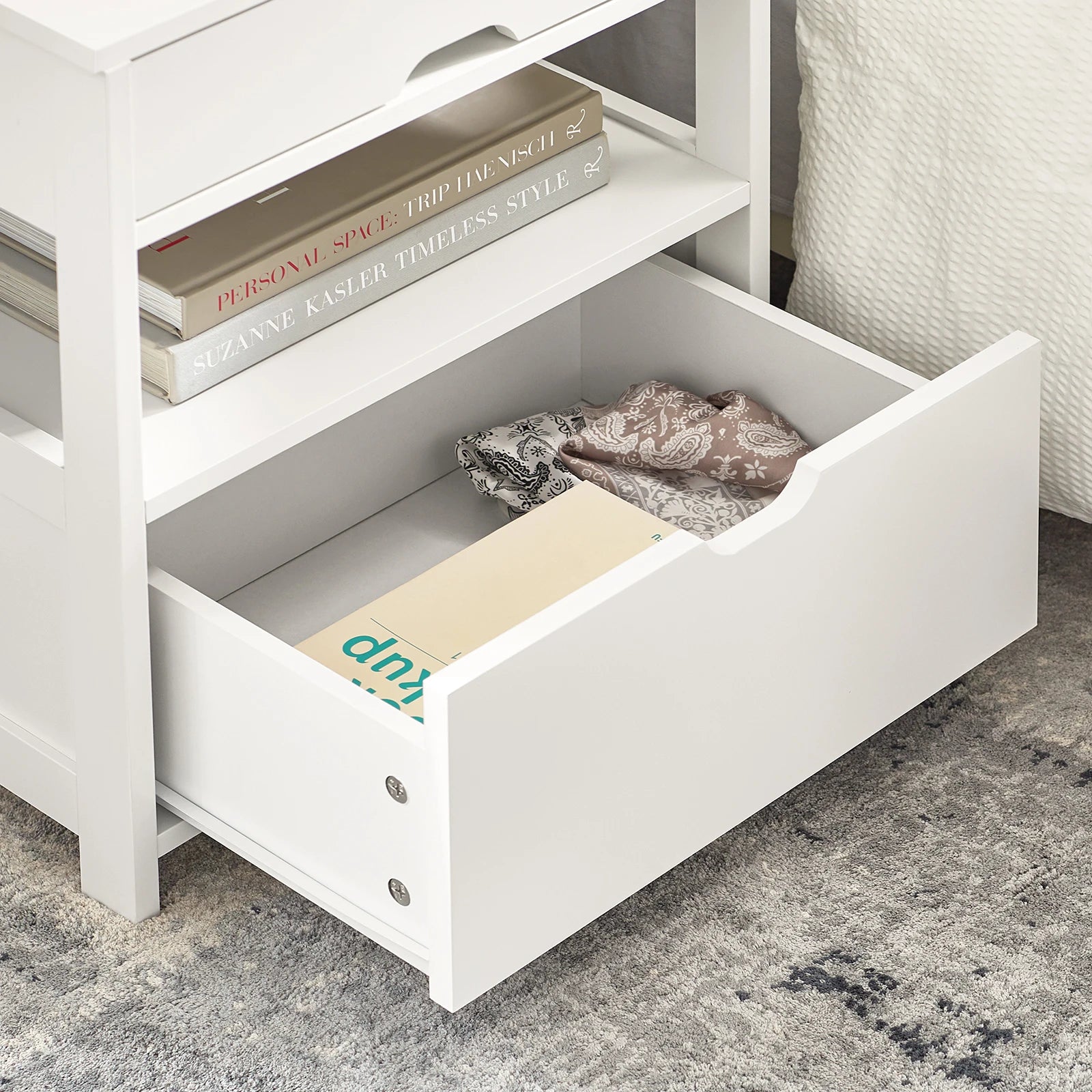 SoBuy FRG258-W side table bedside table bedside cabinet with 2 drawers and 2 shelves, BHT approx.: 45x55x38cm