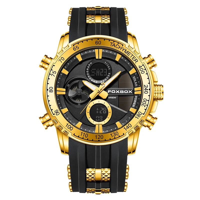 FOXBOX Men Luxury Watches Dual Display Watches Waterproof Mens Sport Wrist Watch Man Military Clock Male Stopwatch Reloj Hombre
